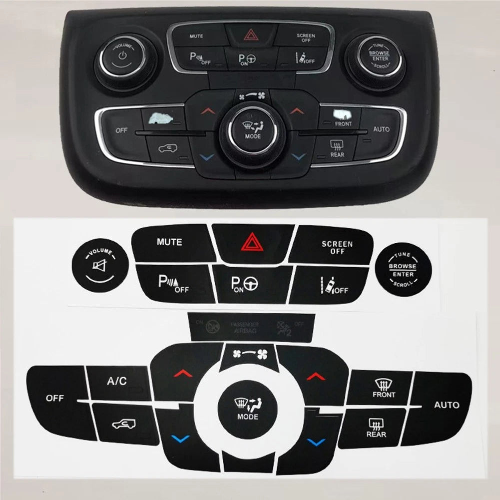 For Jeep Compass 2017-2021 Black Ac Button Overlay Sticker Vinyl Decal