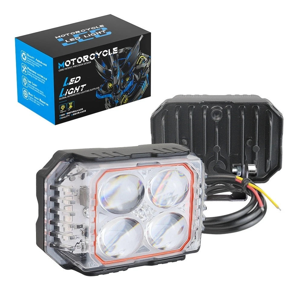 Led Motorcycle Fog Light Dual Mode White Yellow 27W Aluminum Ip65