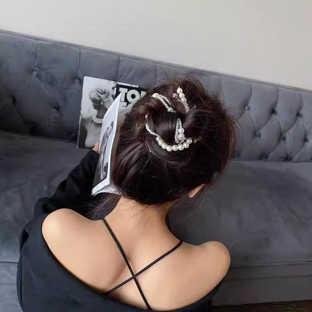 Chinese Pearl Hair Chain Headband with Tassel