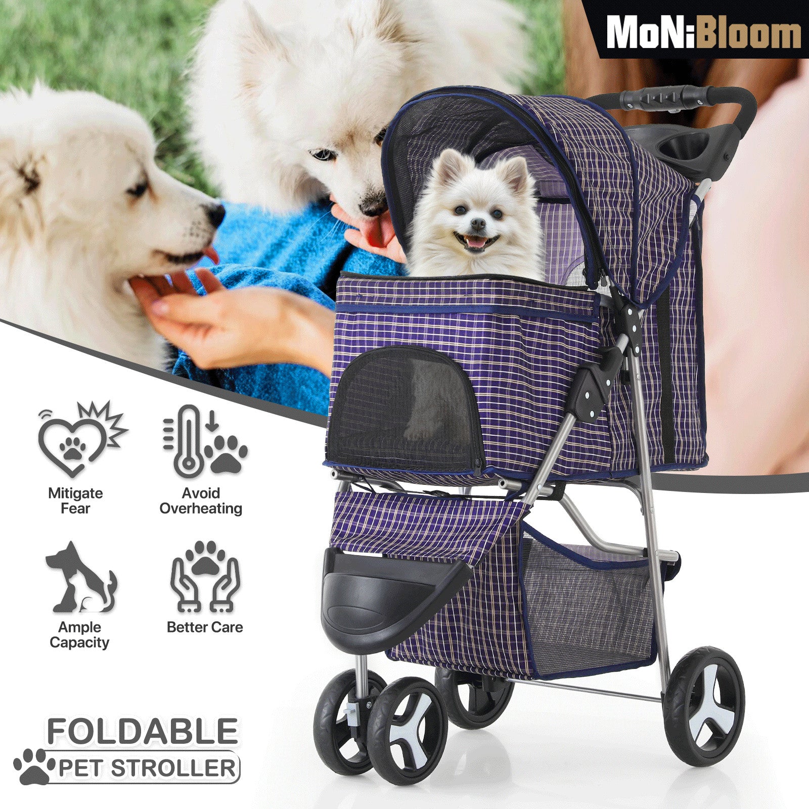 Foldable Pet Dog Stroller with Cup Holder