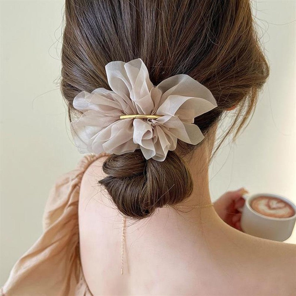Chiffon Flower Hair Clip for Ponytail Braid