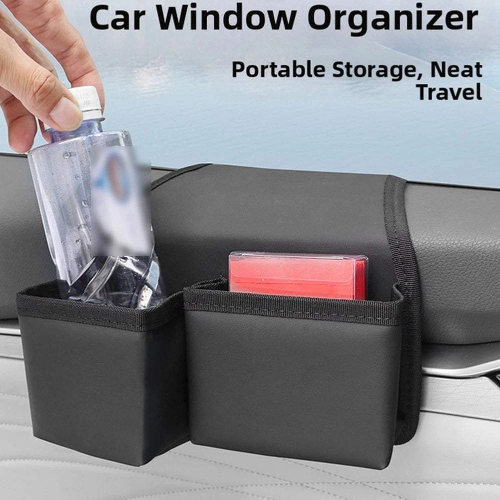 Car Window Storage Bag Leather Waterproof Vehicle Side Door Organizer