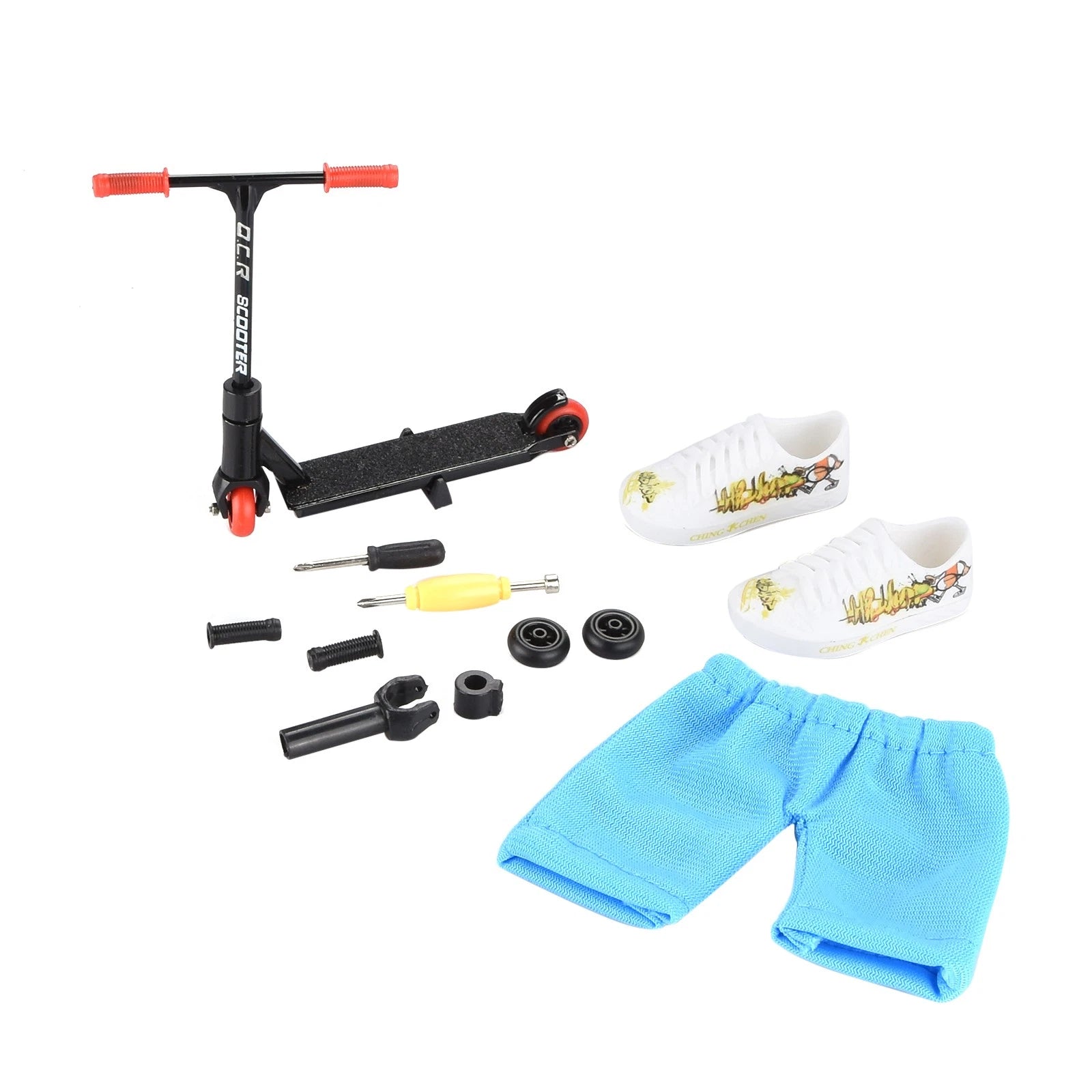Mini Finger Alloy Scooter Toys Kit W/ Pants Shoes Kids Interactive