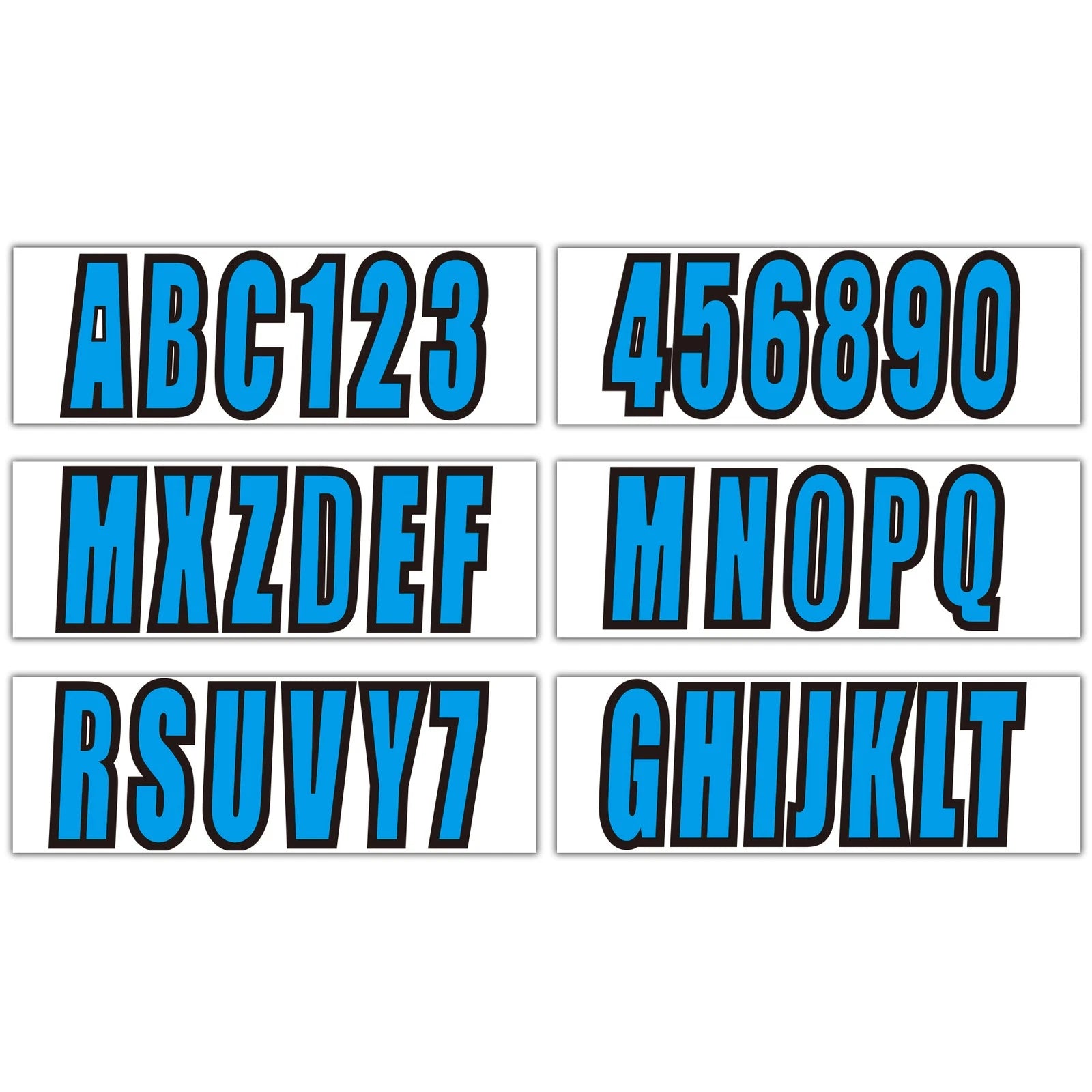 Custom Boat Registration Numbers Blue Decal Sticker Set A-Z & 0-9