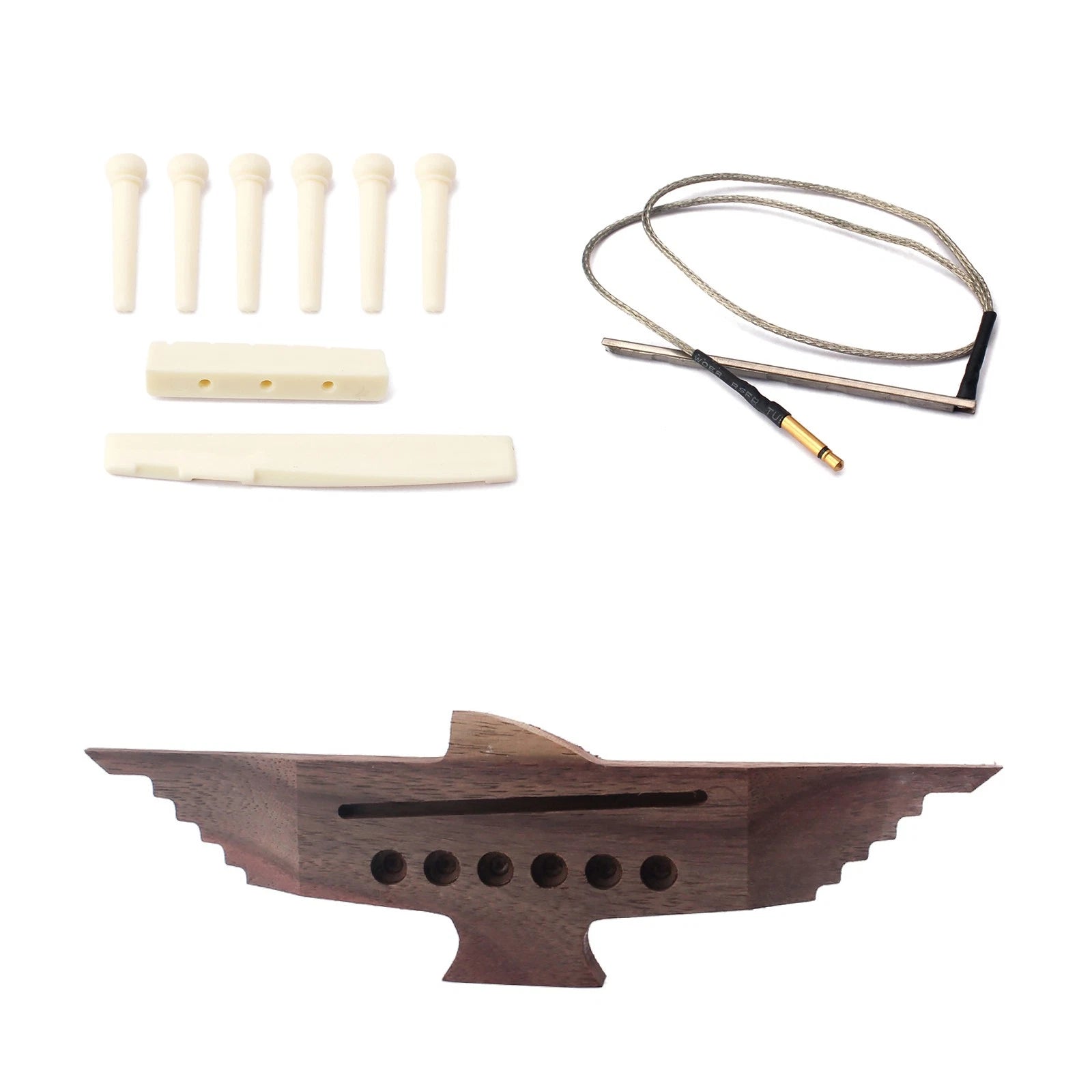 6 String Acoustic Guitar Rosewood Bridge & Pins Piezo Pickup Saddle