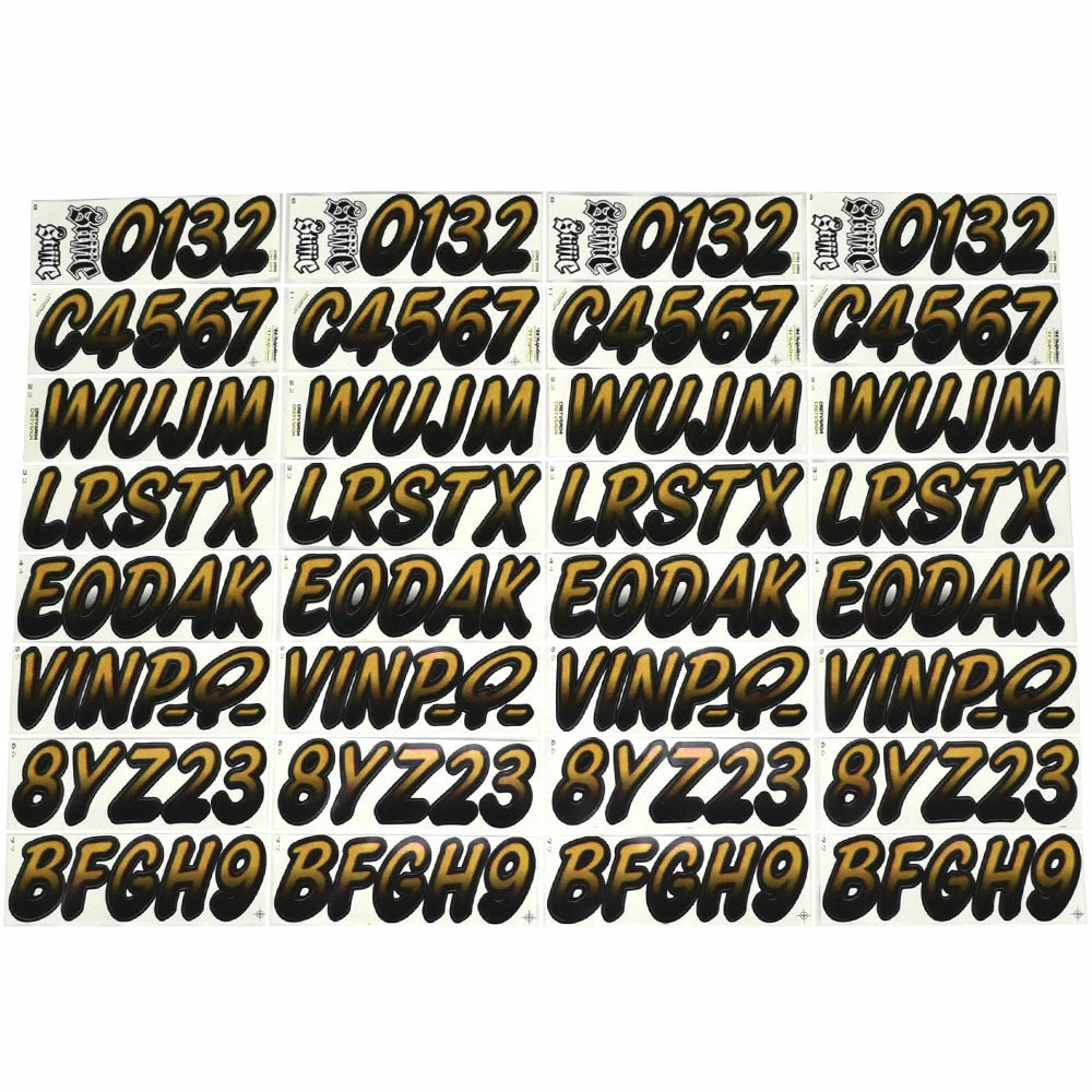 Stiffie Boat Alphanumberic ID Decal WL41 | Gold / Black 3 x 1 1/3 Inch