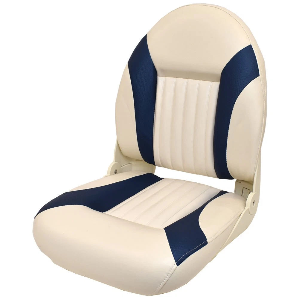 Tempress Boat Folding Fishing Seat 54513 | G3 High Back Off White Blue