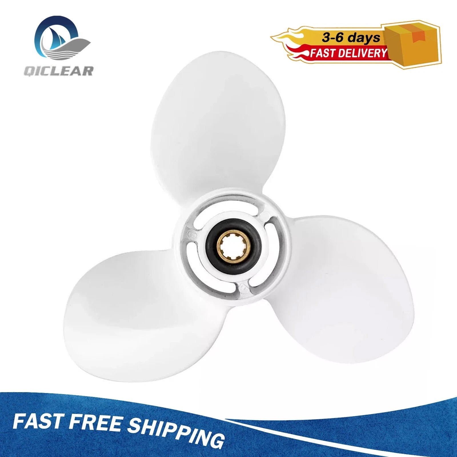 9 1/4 X 10 1/2 Aluminum Boat Propeller For Yamaha Engines 9.9-20hp 8