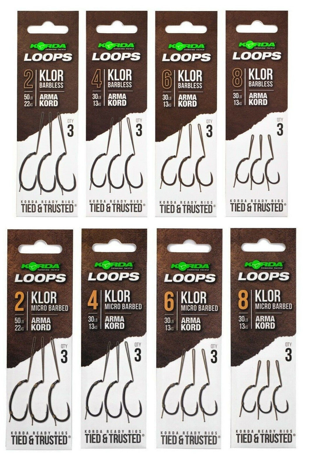 Korda Klor Ready Tied Loop Rigs by Korda