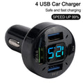 Voltmeter Car Charger Black 12V/24V 4usb Aluminum Alloy+pc Good