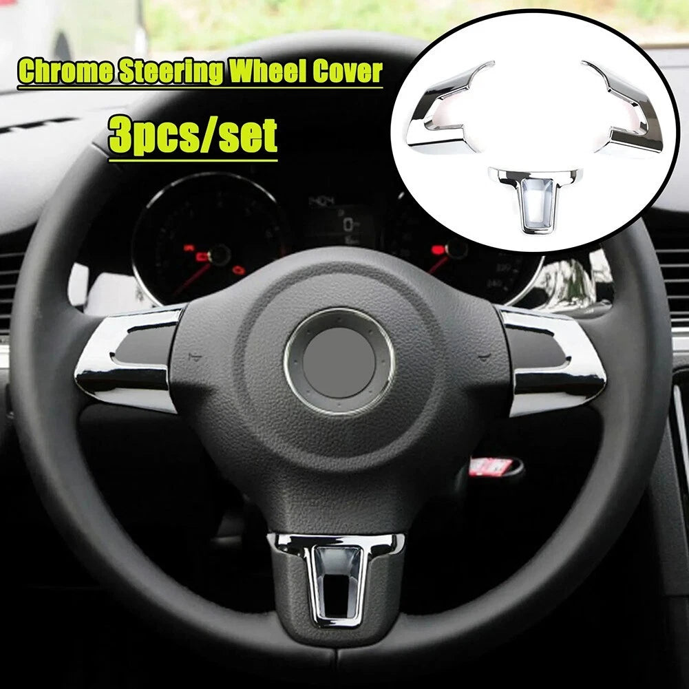 1/2pcs Chrome Car Steering Wheel Sticker Cover Sequin Trim For Golf 6