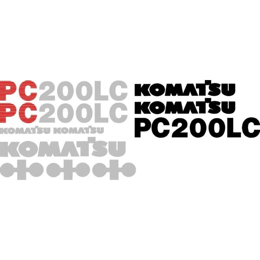 Komatsu Pc200lc Ns (New Style) Excavator Decal Set W/ White Stripe