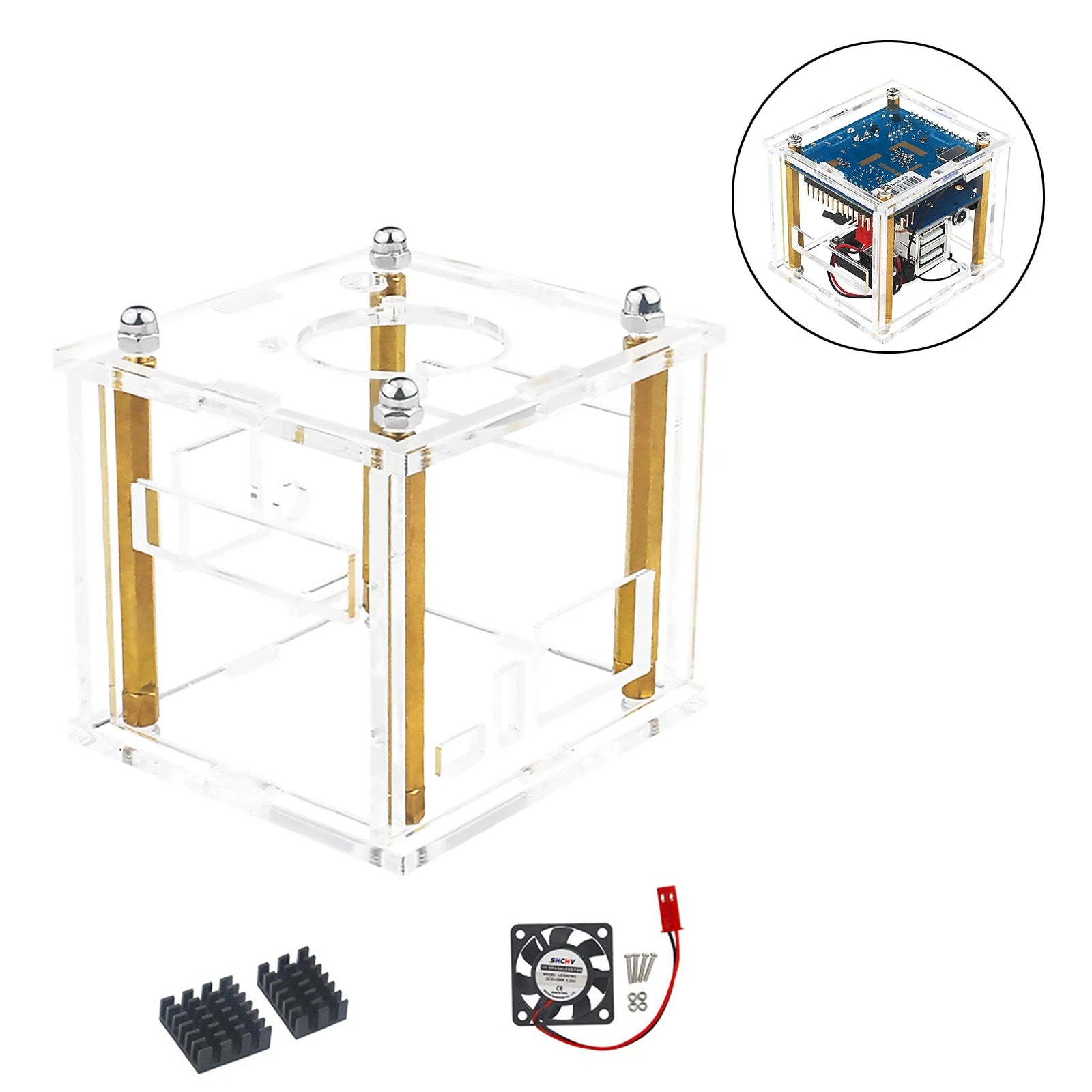Acrylic Enclosure Clear Protective Shell Case Cooling Fan For Orange