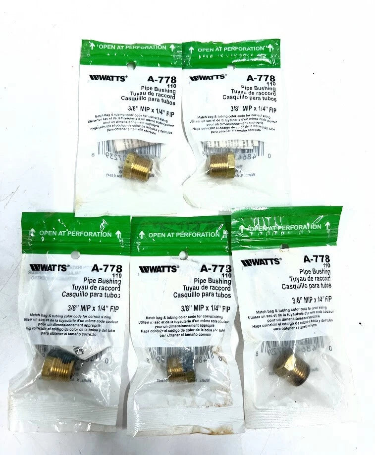Watts A-778, Pipe Bushing, 3/8in Mip X 1/4in Fip, Pack Of 5