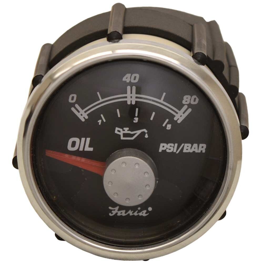 Oil Pressure Gauge Faria 2 Inch Silver Black by Faria