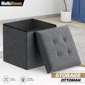 Gray Tufted Fabric Storage Ottoman