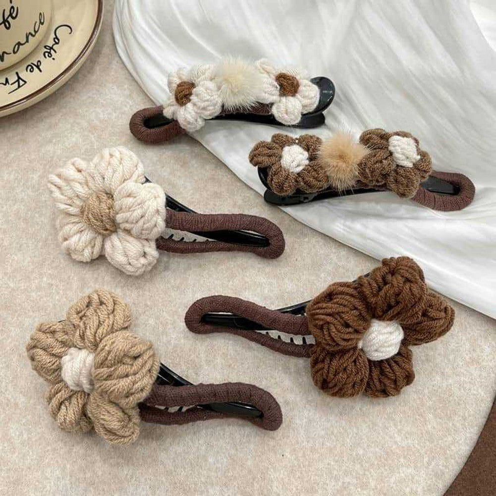 Woolen Flower Duckbill Hair Clip for Daily Use