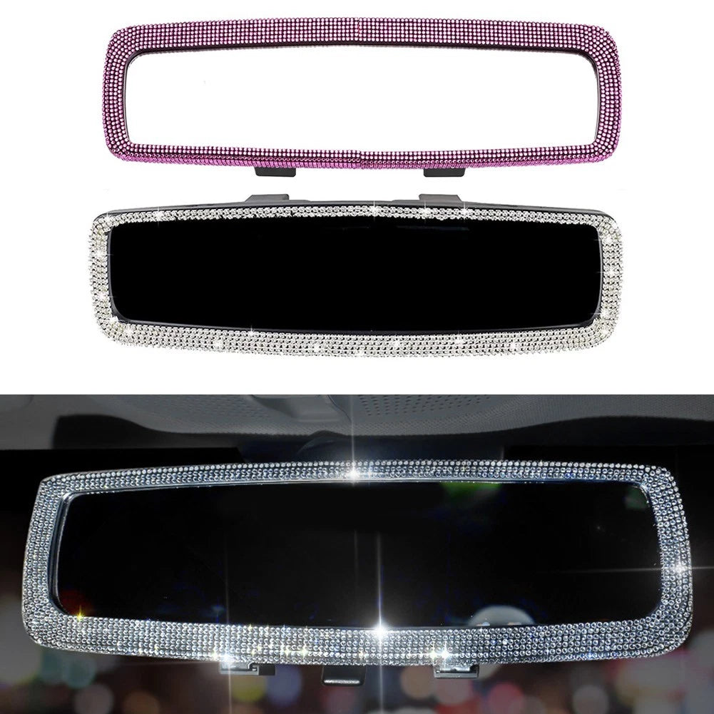 Shimmering Rhinestone Car Rear View Mirror Trim Cover For A Luxurious