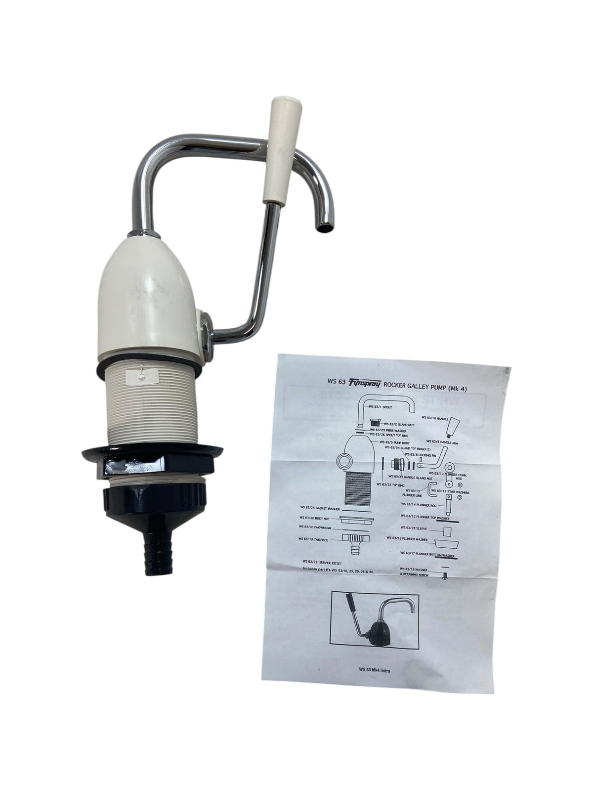 Fynspray Ws-63, Rocker Pump Faucet White, New Oem