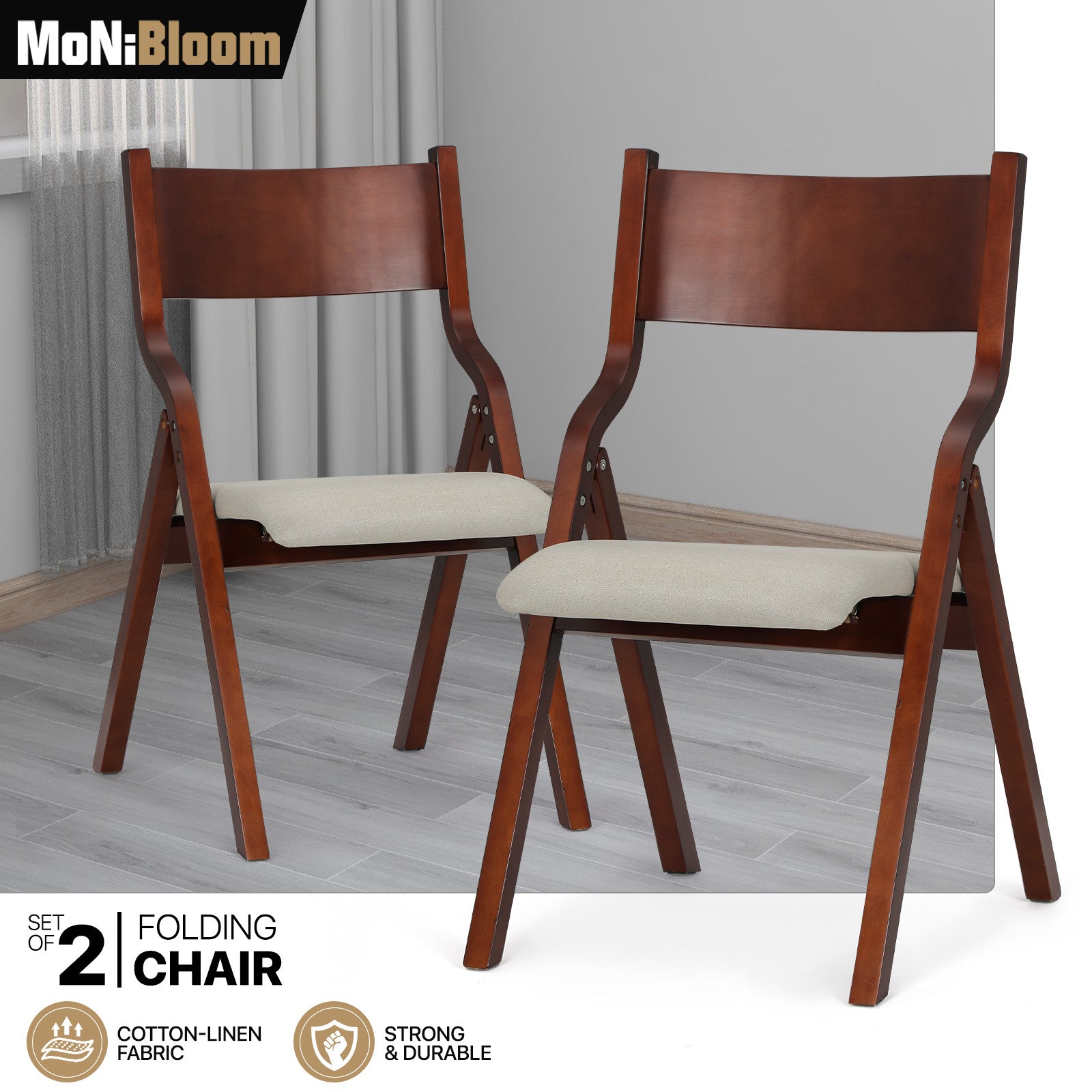 2 Piece Solid Wooden Folding Chair Home Dining Living R