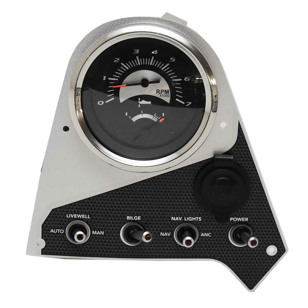 Lowe Boat Gauge Switch Panel F215371167 Silver Black Aluminum by Lowe