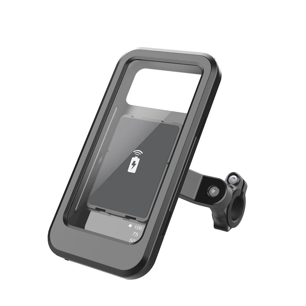 Motorcycle Phone Holder With Weather Resistant Features And Wireless