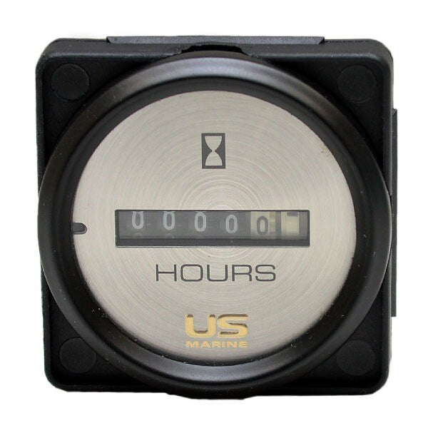 Faria Boat Hour Meter Gauge MH0088A US Marine 2 Inch Black Silver by Faria