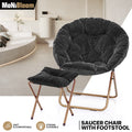 Black Faux Fur Folding Lounge Chair