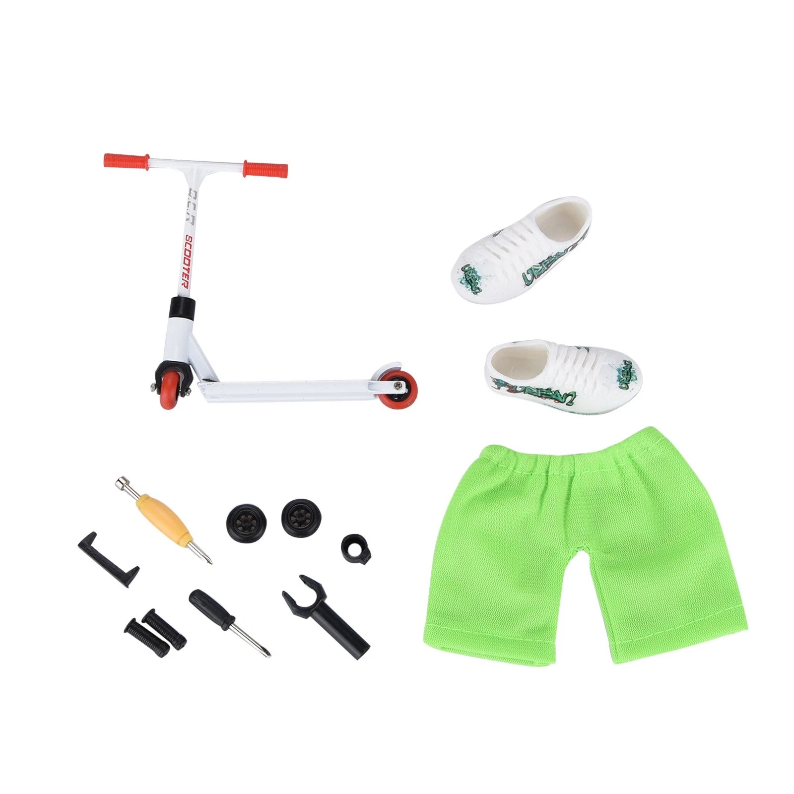 Mini Alloy Finger Scooter Set W/ Pants & Shoes Kids Interactive