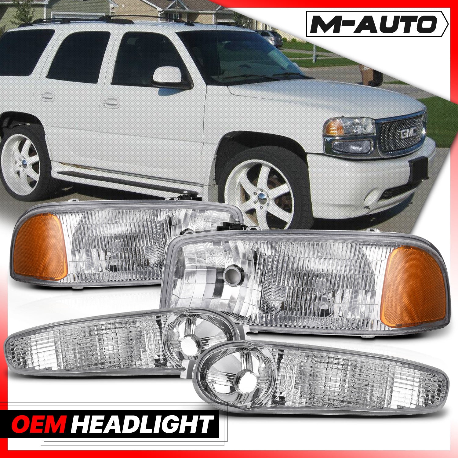 Chrome Crystal Headlights for 01-06 Sierra/Yukon