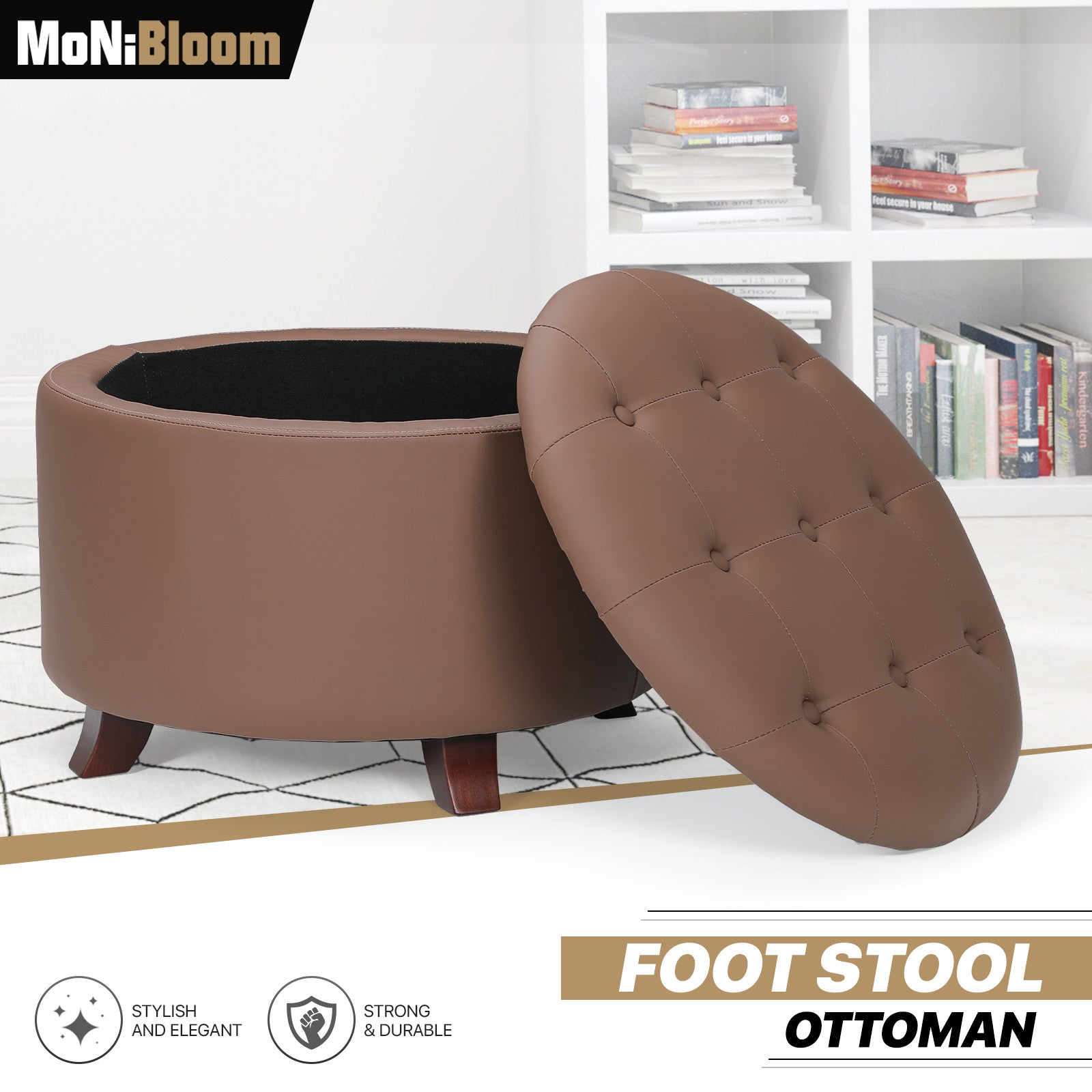 Classic Lift Top Storage Ottoman in Brown