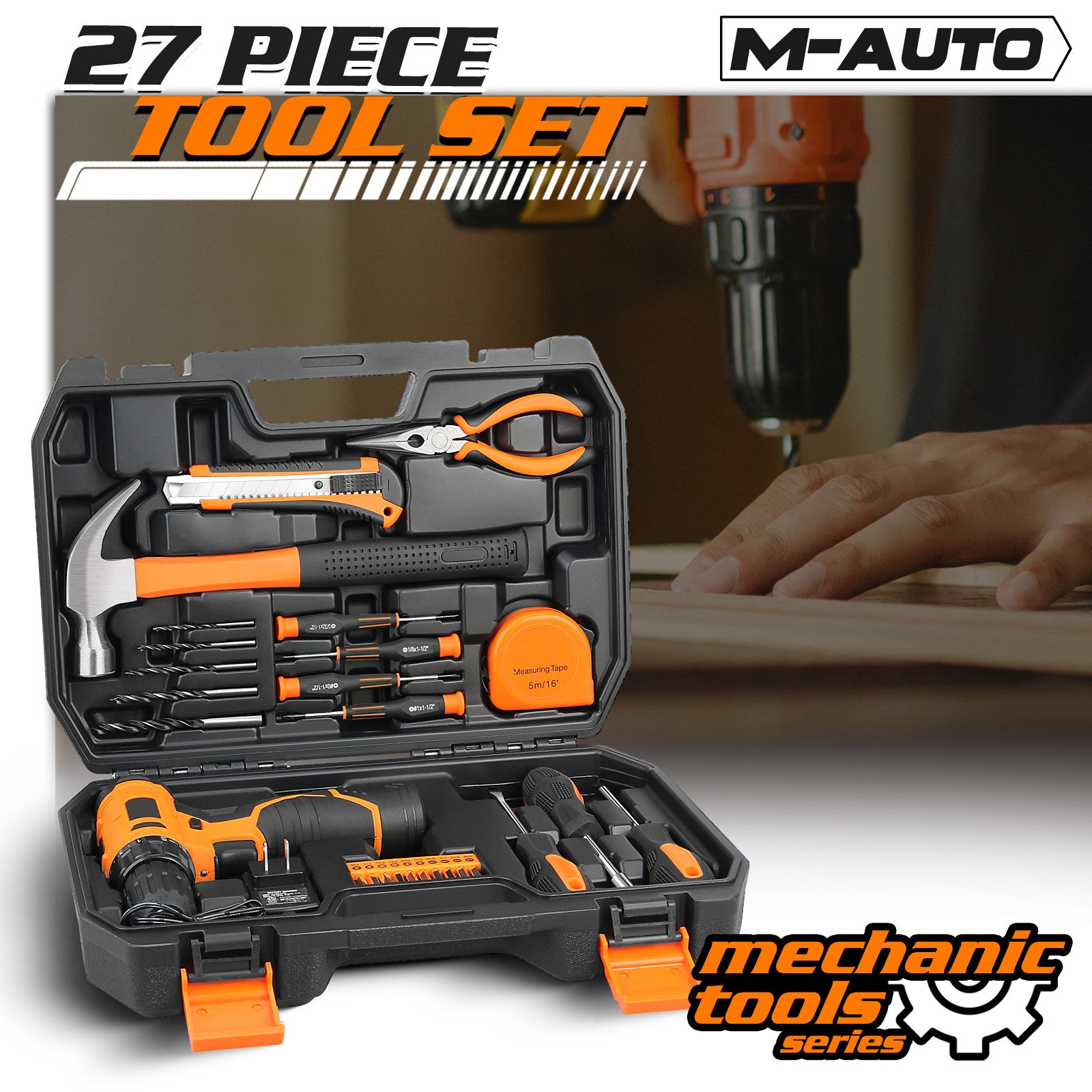 27 Piece Household Tool Set with Toolbox