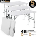 5 Pack White 4ft Folding Card Table
