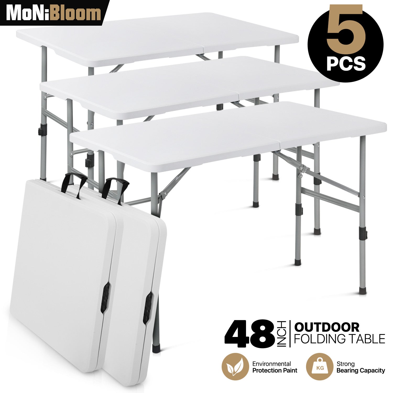 5 Pack White 4ft Folding Card Table