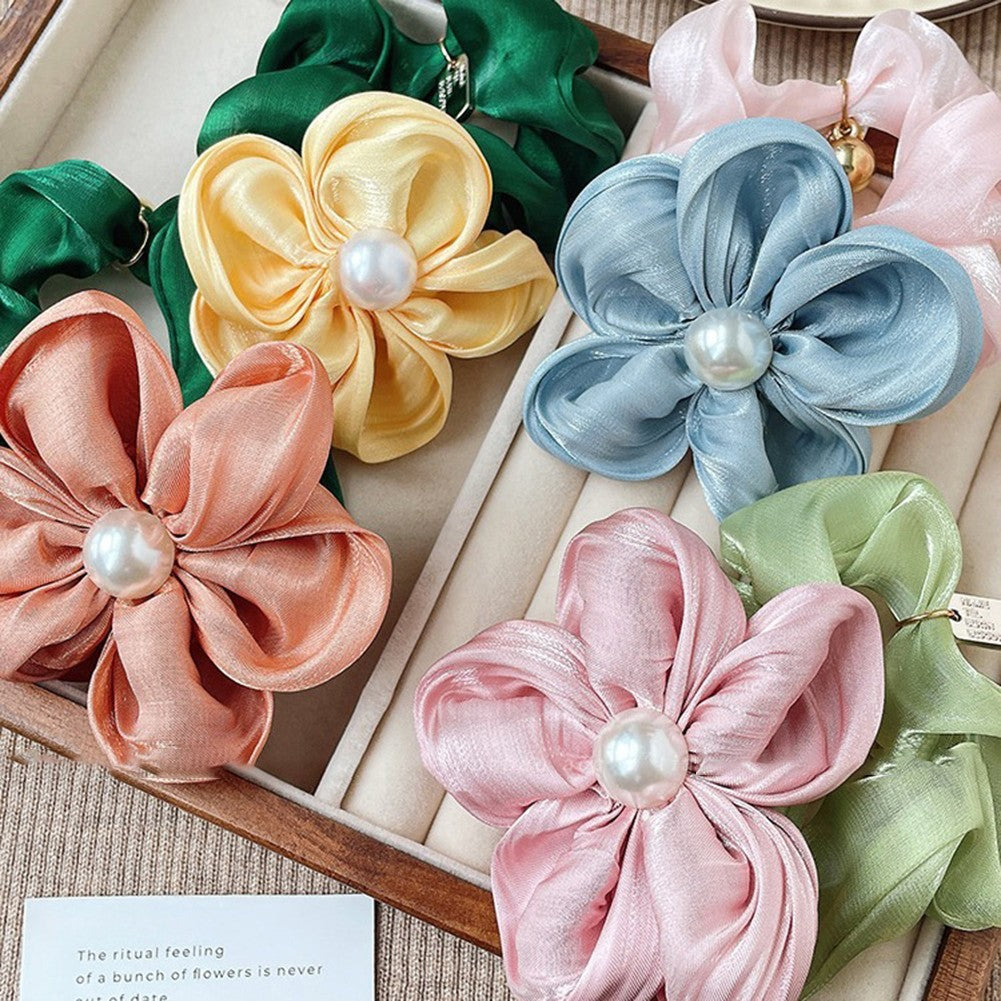 Floral Hair Tie with Green Bow for Marine Styles
