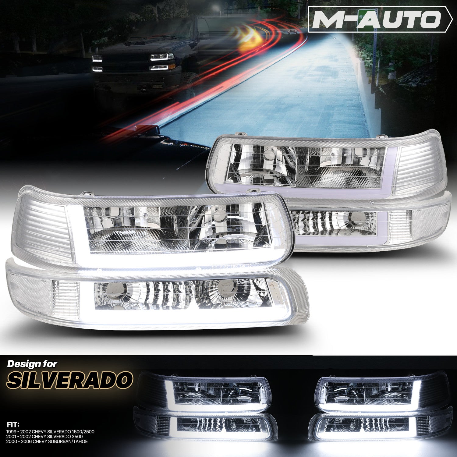 Chrome Headlight Lamp for 99-06 Chevy Silverado