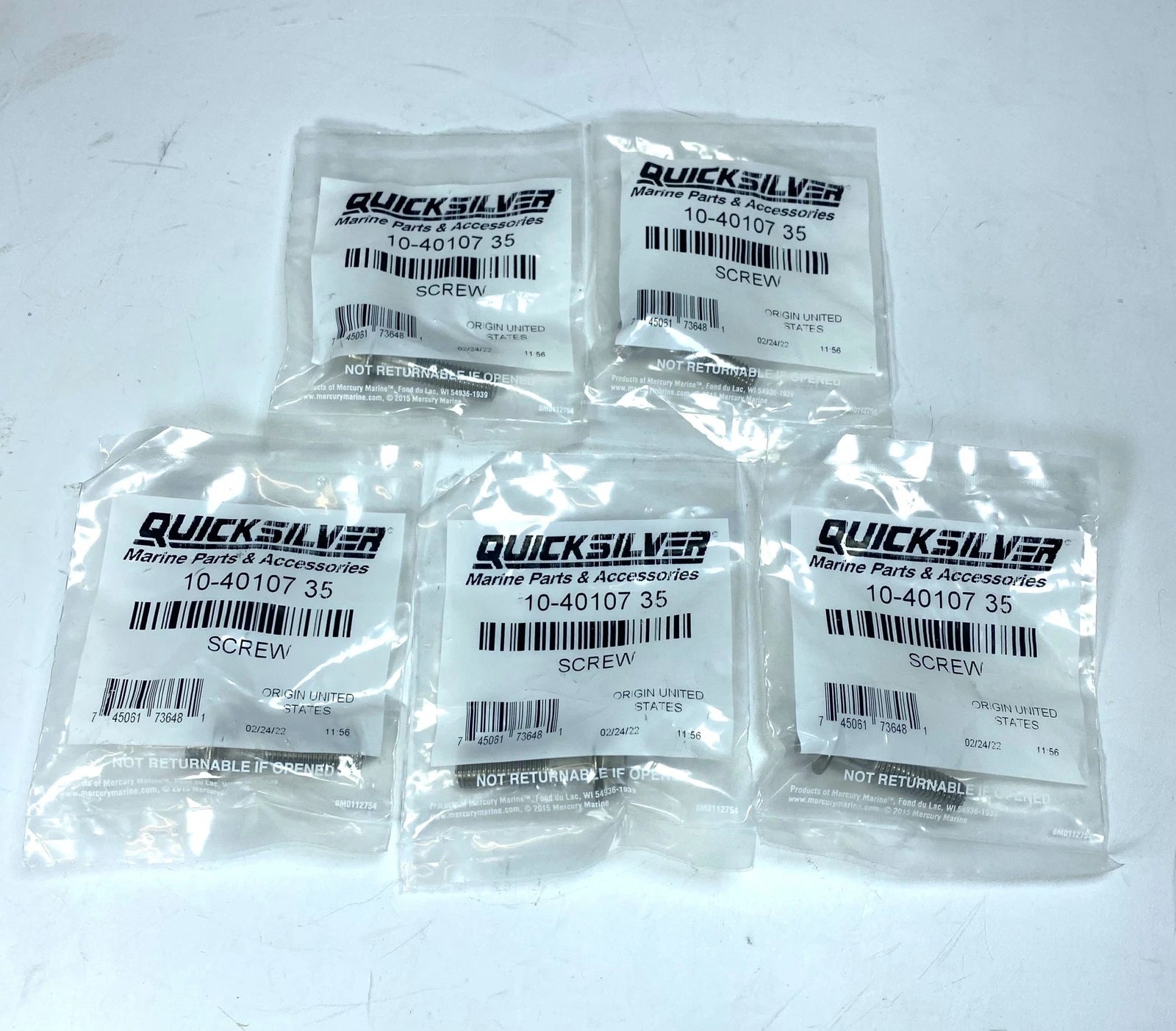 '-New- Mercury Quicksilver 10-40107 35 , Screw Set - 5 Pack