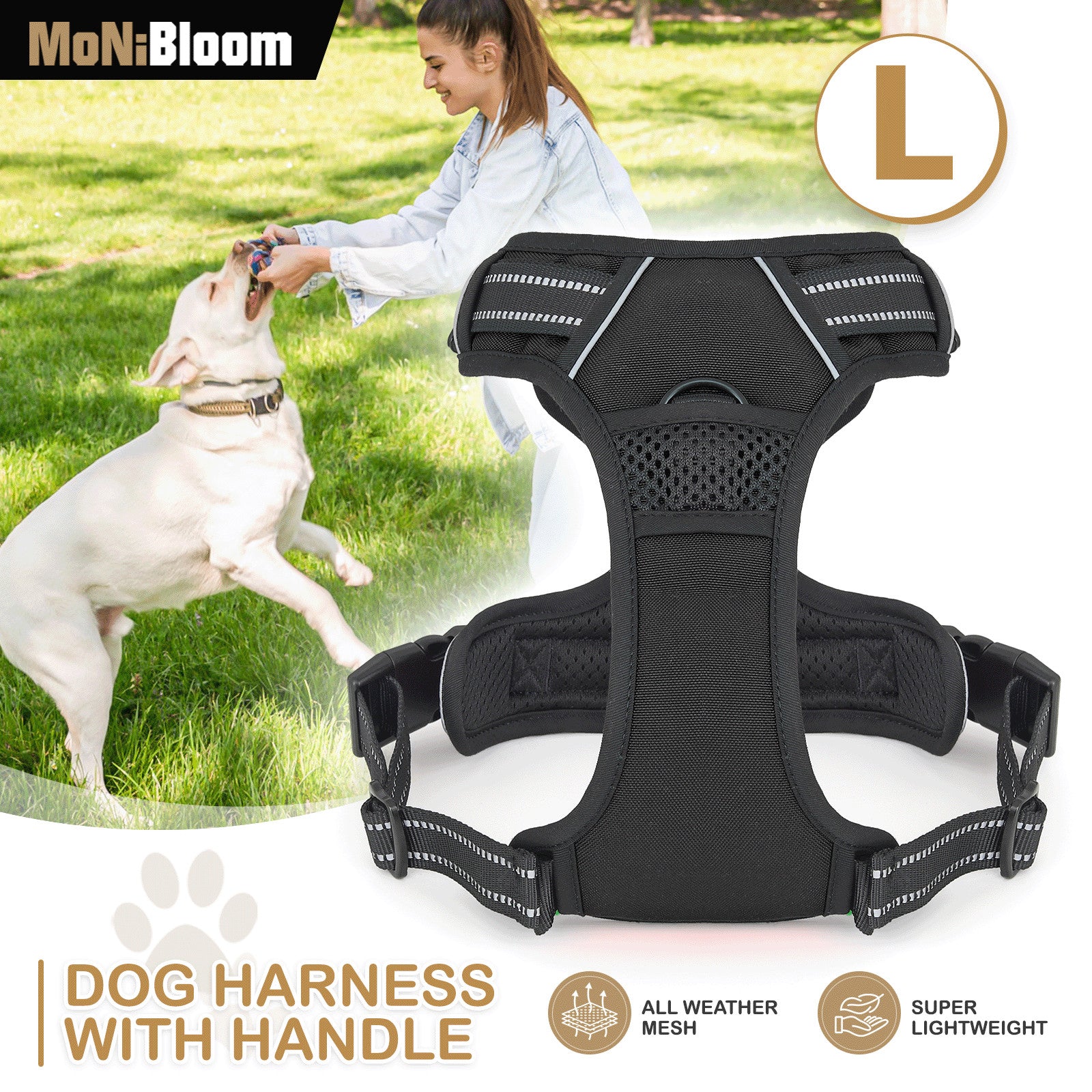 Adjustable Dog Harness with Reflective Strips