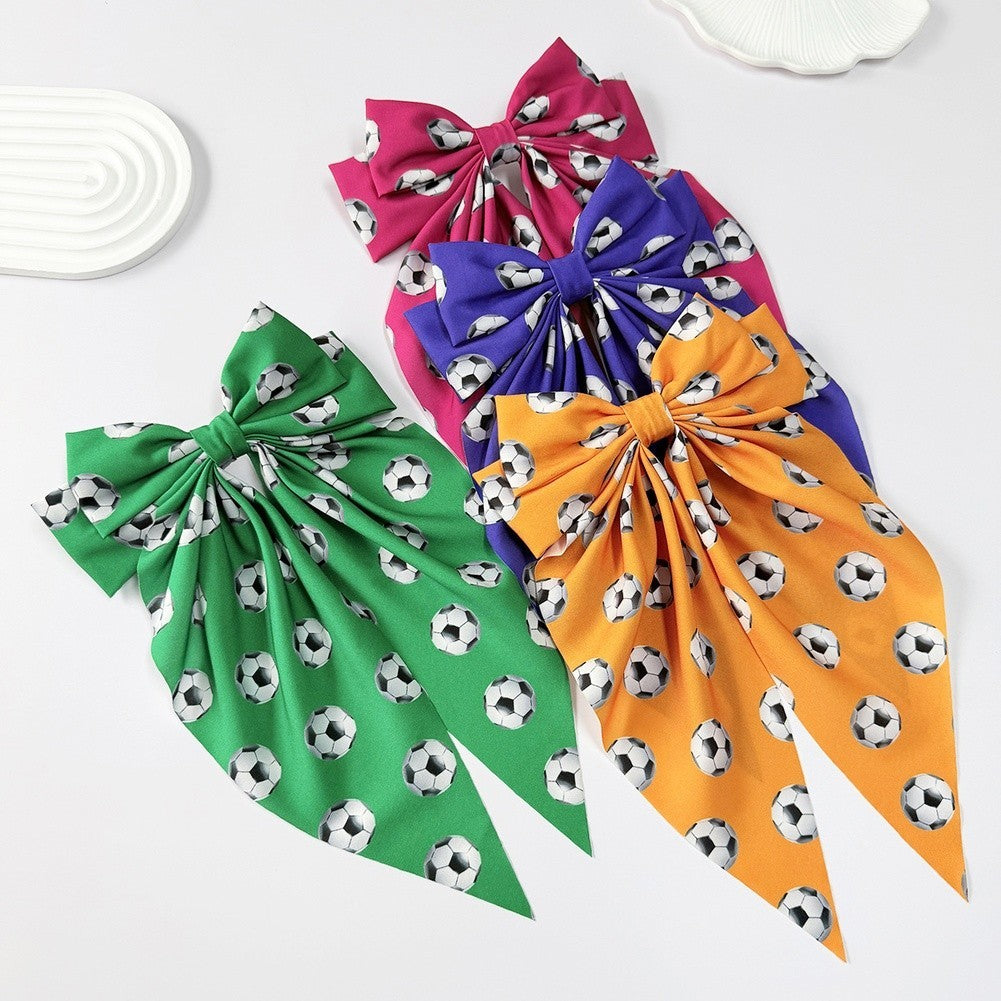 Spring Clip Bow Hair Accessory with Football Print