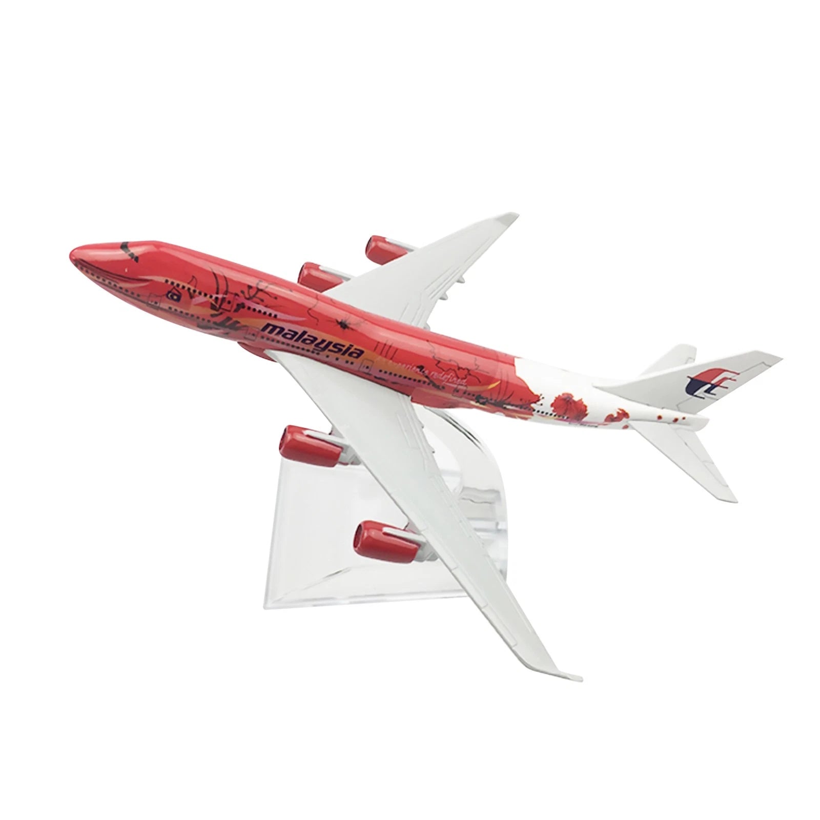 1/400 15cm High Simulation Aircraft Malaysia Red Flower B747 Alloy