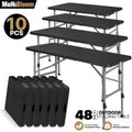 10 Pack [4 FT FOLDING PLASTIC DINING TABLE] Portable Ad