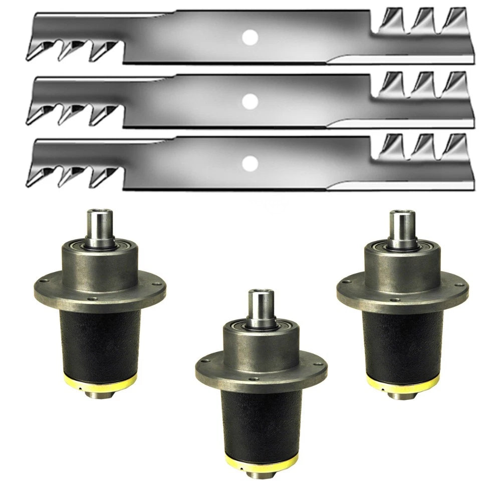 3 Deck Spindles & 1 Set 60'' Mulch Blades For Bad Boy Mower Zt Czt Pup
