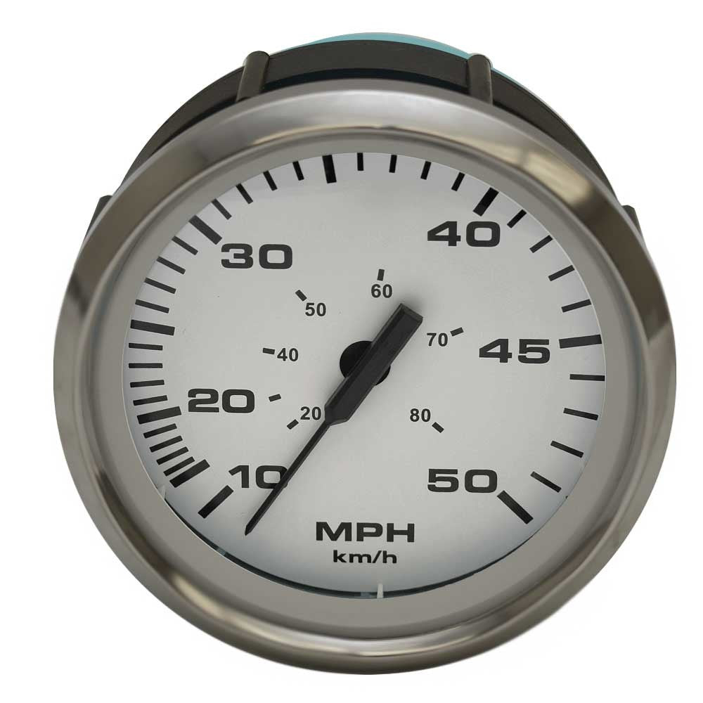 Faria Boat Speedometer Gauge SEK068A | Euro Stainless White 3 1/4 Inch by Faria