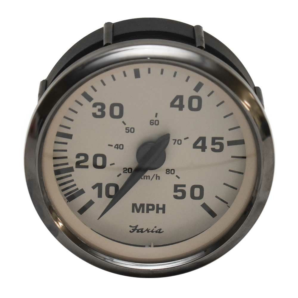 Faria Boat 50 MPH Speedometer Gauge SEK076A | Euro Beige SS 3 3/8 Inch