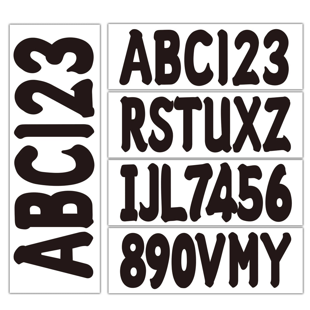 Custom Boat Registration Numbers Decals 4 Sets A-Z & 0-9 - Black