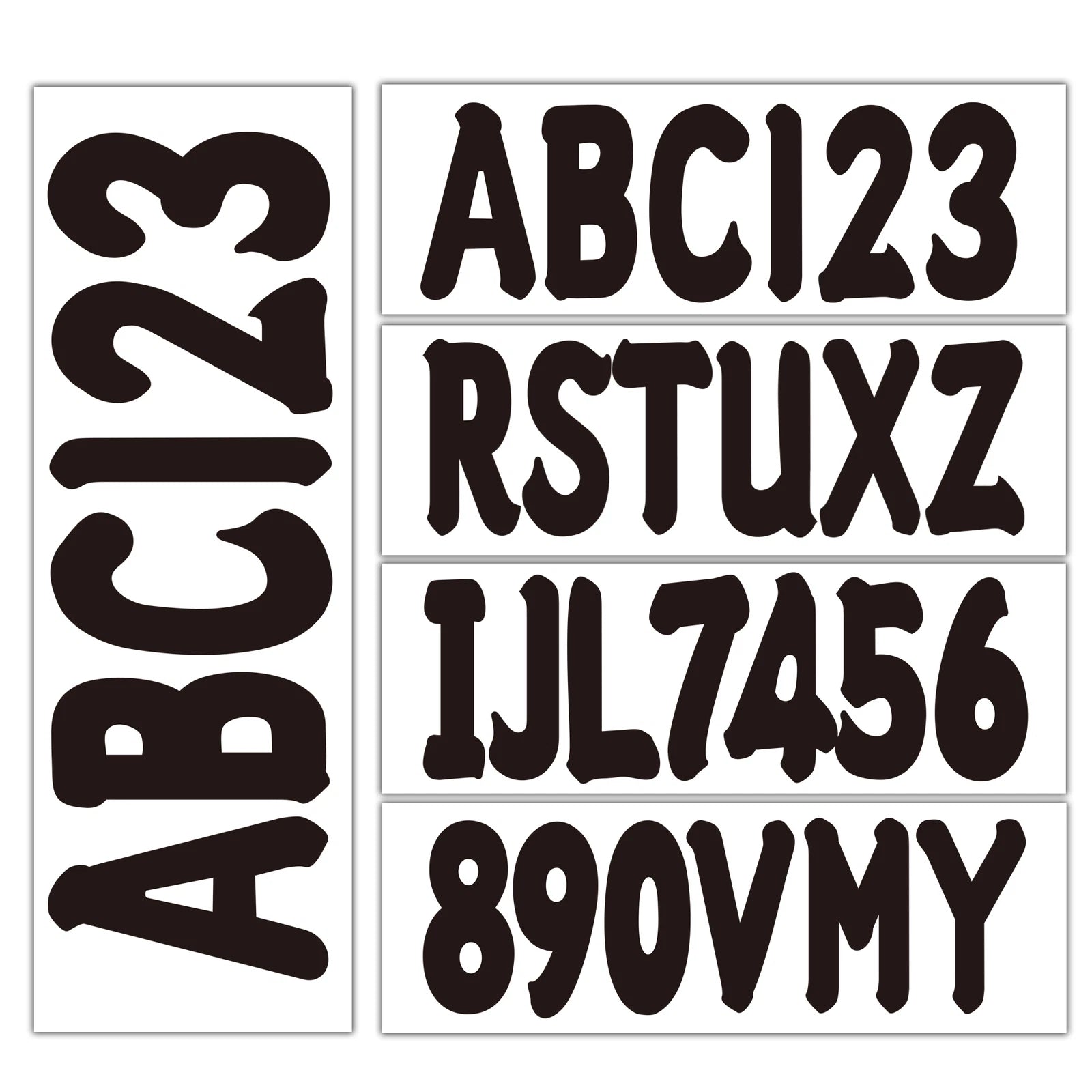 Custom Boat Registration Numbers Decals 4 Sets A-Z & 0-9 - Black