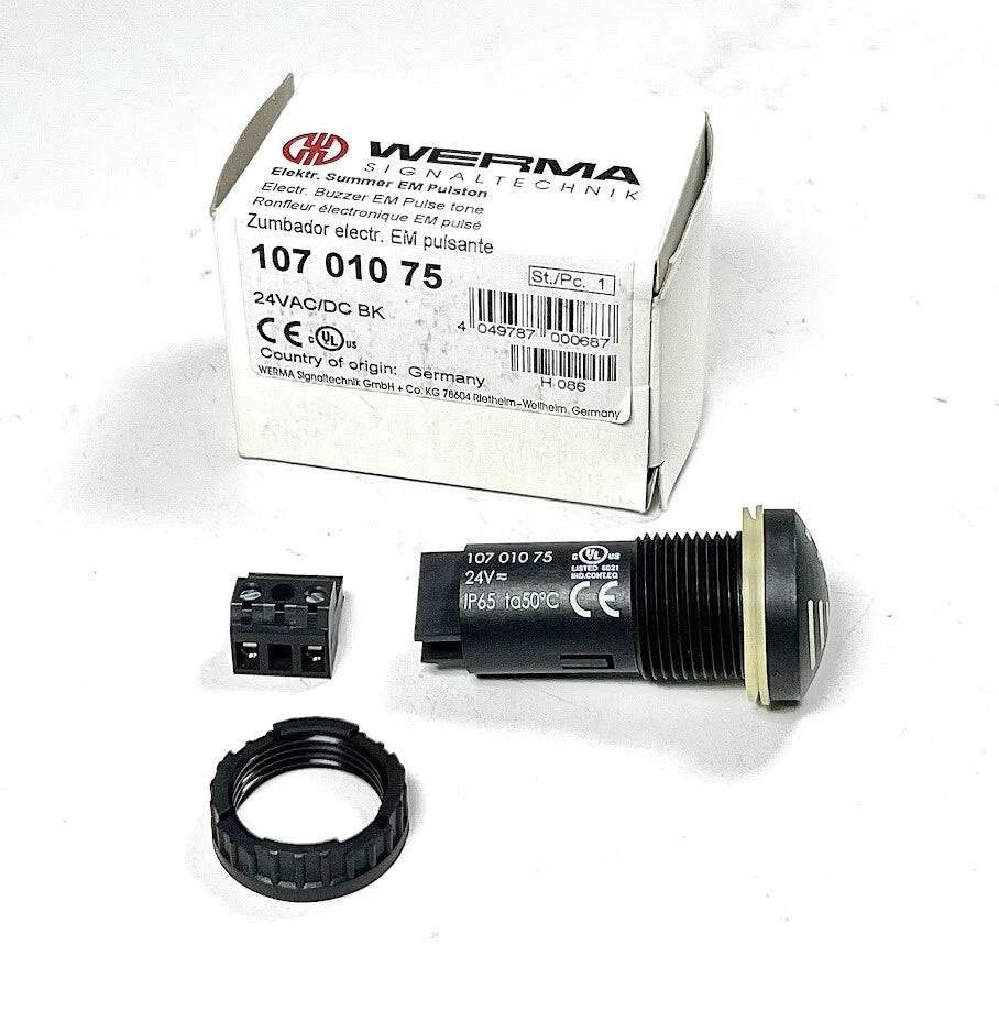 '-New- Werma 107 010 75, Electronic Buzzer, Em Pulse Tone, 24V, Oem