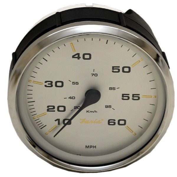 Faria Boat Speedometer Gauge Kronos Silver 4 1/4 Inch by Faria