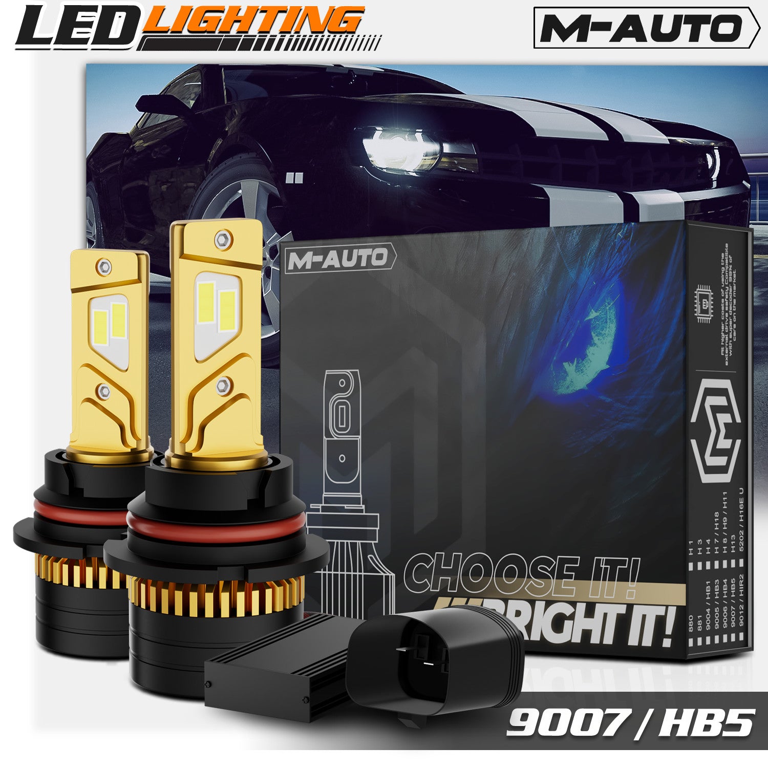 Pair HB5 9007 6500K LED Headlight Bulb