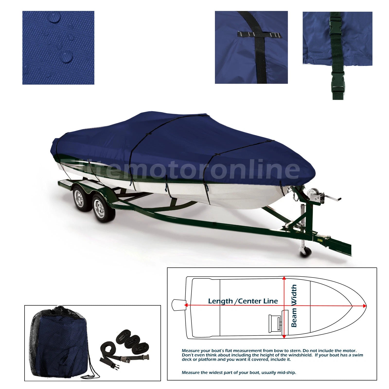 Deluxe Bayliner 170 O/b Trailerable Bass Fishing Jet Boat Cover Navy